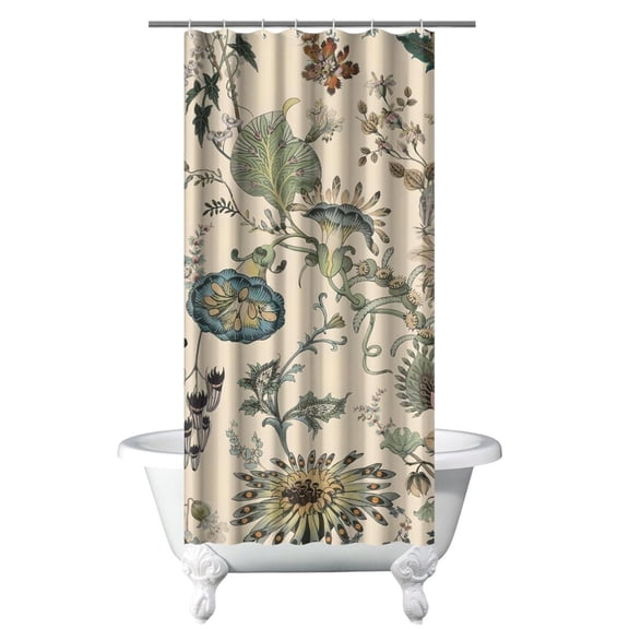 Bright Summer Wildflower Shower Curtain – Artistic Watercolor Nature Design, 36x72 Inches with Hooks