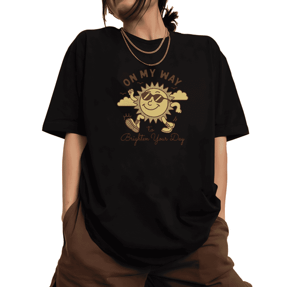 Bright Sun Print Tshirt Graphic Tees Black Shirts S-5XL Positive Vibes Tops