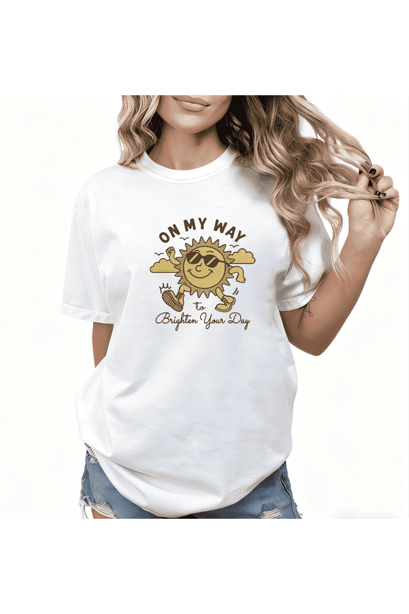 Bright Sun Print Tshirt Graphic Tees White Shirts S-5XL Positive Vibes Tops
