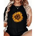 thumbnail image 1 of Bright Sunflower Art Print T shirt Graphic Tees Everyday Floral Shirts Black S-5XL Tops, 1 of 5