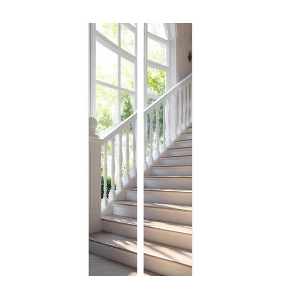 Bright Sunlit Staircase Door Sticker | Modern Home Interior 3D Wall Decal, Self-adhesive, PVC Material for Bedroom, Hallway Decoration