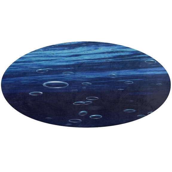 Bright Sunshine Through Deep Blue Sea Floral Medallion Round Rug - Small Round Area Rug, Soft Non-Slip Machine Washable Bedroom Mat Indoor Accent Entry Carpet for Office Desk Dorm Hallway