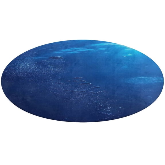 Bright Sunshine Through Deep Blue Sea Floral Medallion Round Rug - Small Round Area Rug, Soft Non-Slip Machine Washable Bedroom Mat Indoor Accent Entry Carpet for Office Desk Dorm Hallway