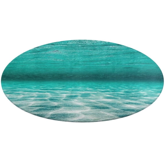 Bright Sunshine Through Deep Blue Sea Floral Medallion Round Rug - Small Round Area Rug, Soft Non-Slip Machine Washable Bedroom Mat Indoor Accent Entry Carpet for Office Desk Dorm Hallway