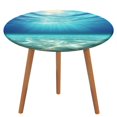 thumbnail image 1 of Bright Sunshine Through Deep Blue Sea Round Fitted Tablecloth with Flannel Backing Elastic Table Cloth Waterproof Oil-Proof Plastic Table Cover Table Up 40"-54" Diameter), 1 of 5