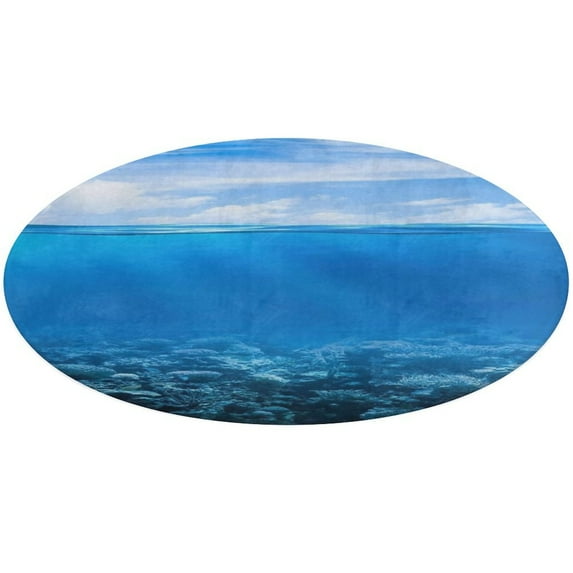 Bright Sunshine Through Deep Blue Sea Round Rugs -Washable Non-Slip Small Round Area Rug Throw Soft Circle Rugs for Bedroom, Modern Print Indoor Carpet for Entryway Sofa Living Room
