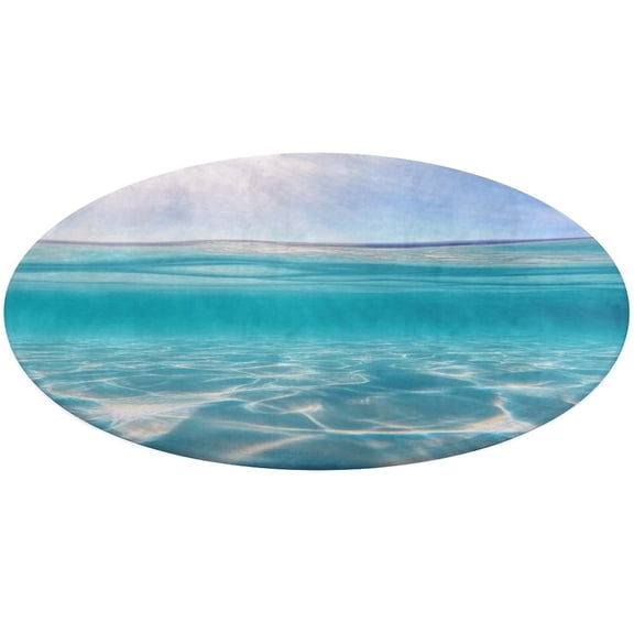 Bright Sunshine Through Deep Blue Sea Soft Bedroom Round Area Rug, Washable Cute Nursery Circle Throw Mat, Non-Slip Contemporary Small Low Pile Floor Carpet for Dorm Bedside