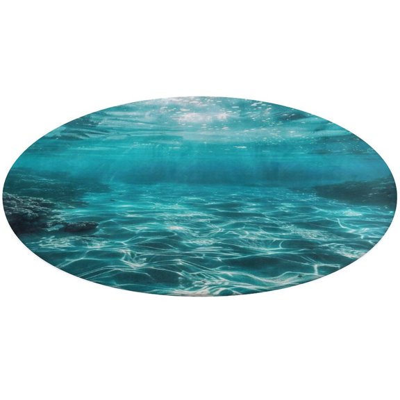 Bright Sunshine Through Deep Blue Sea Soft Bedroom Round Area Rug, Washable Cute Nursery Circle Throw Mat, Non-Slip Contemporary Small Low Pile Floor Carpet for Dorm Bedside