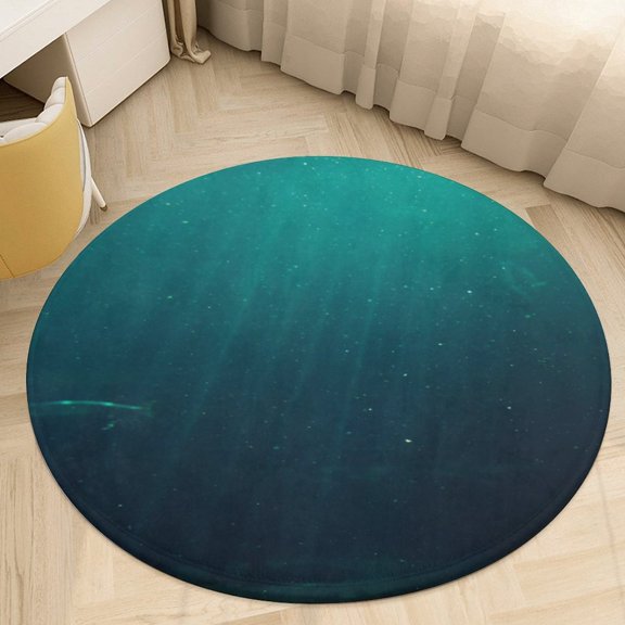 Bright Sunshine Through Deep Blue Sea Soft Bedroom Round Area Rug, Washable Cute Nursery Circle Throw Mat, Non-Slip Contemporary Small Low Pile Floor Carpet for Dorm Bedside