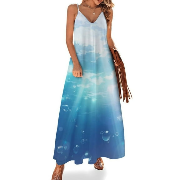 Bright Sunshine Through Deep Blue Sea Design Sleeveless Dress Woman Fashion Long Dresses Women's Summer Suit Dress 2025