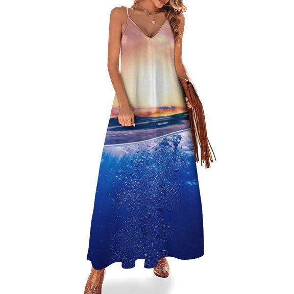 Bright Sunshine Through Deep Blue Sea Fine Art Sleeveless Dress Summer Dress Woman 2025