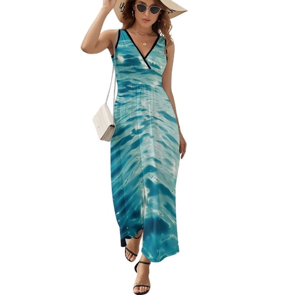 Bright Sunshine Through Deep Blue Sea Pattern Design Sleeveless Dress Summer Clothes for Women Women's Clothing 2025