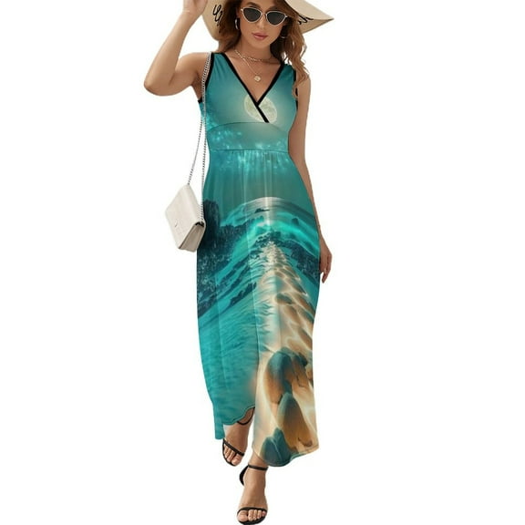 Bright Sunshine Through Deep Blue Sea Sleeveless Dress Female Clothing Dress Women Summer 2025 Dress