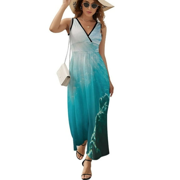 Bright Sunshine Through Deep Blue Sea Sleeveless Dress Female Clothing Dress Women Summer 2025 Dress