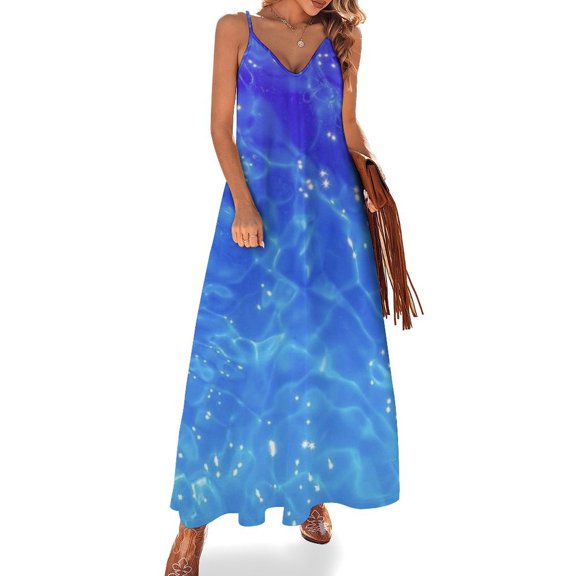 Bright Sunshine Through Deep Blue Sea Sleeveless Dress Woman Fashion Long Dresses Women's Summer Suit Dress Summer 2025 Women