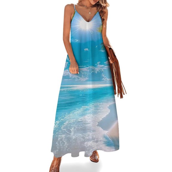 Bright Sunshine Through Deep Blue Sea Sleeveless Dress Woman Fashion Long Dresses Women's Summer Suit Dress Summer 2025 Women