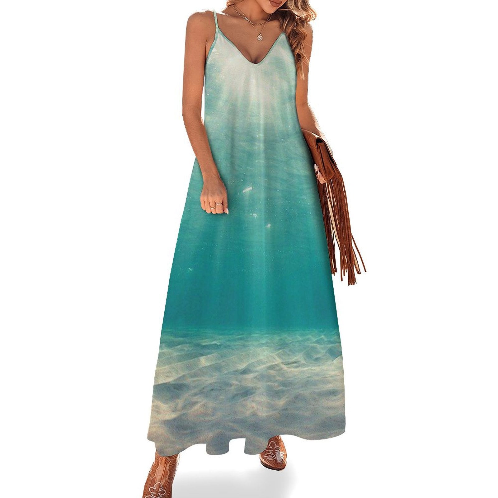 Bright Sunshine Through Deep Blue Sea Sleeveless Dress Woman Fashion — free download