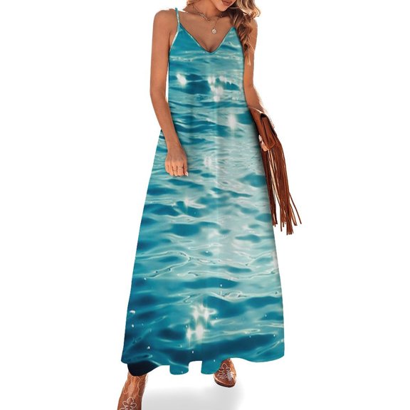 Bright Sunshine Through Deep Blue Sea Sleeveless Dress Women's Luxury Party Dress Birthday Dresses for Women