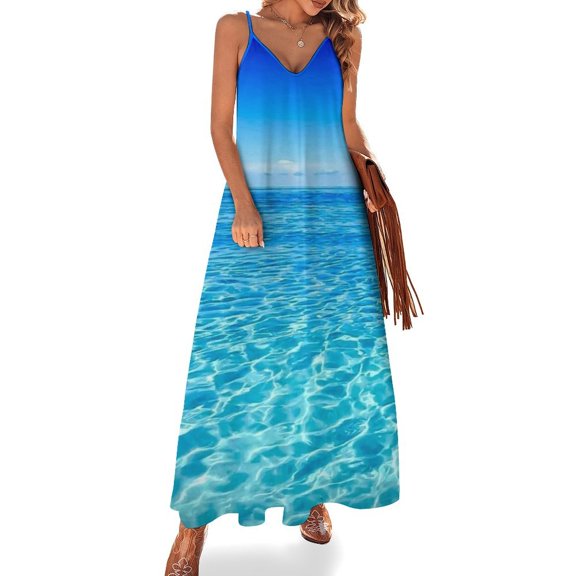 Bright Sunshine Through Deep Blue Sea Sleeveless Dress Women's Luxury Party Dress Birthday Dresses for Women