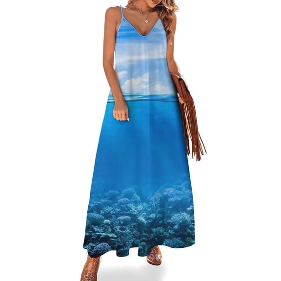 Bright Sunshine Through Deep Blue Sea Sleeveless Dress Women's Luxury Party Dress Birthday Dresses for Women