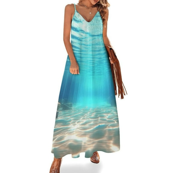 Bright Sunshine Through Deep Blue Sea Sleeveless Dress Women's Luxury Party Dress Birthday Dresses for Women