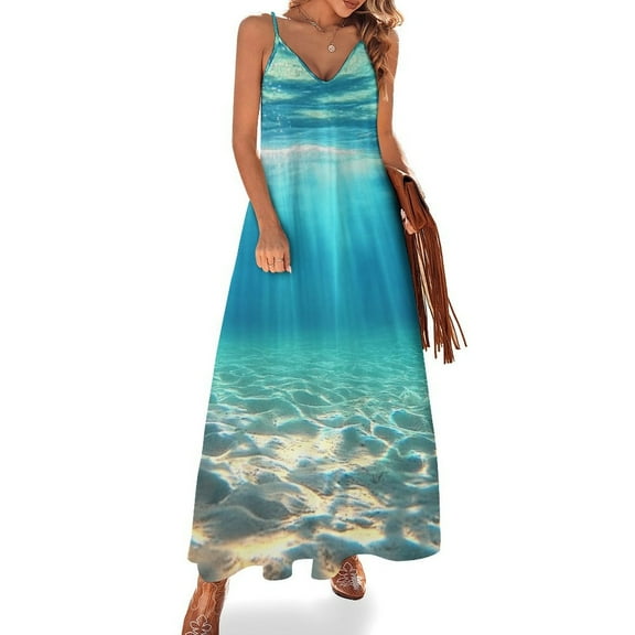 Bright Sunshine Through Deep Blue Sea Sleeveless Dress for Women Clothing Female Women's Summer Skirt