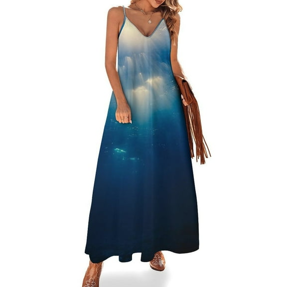 Bright Sunshine Through Deep Blue Sea Sleeveless Dress for Women Clothing Female Women's Summer Skirt