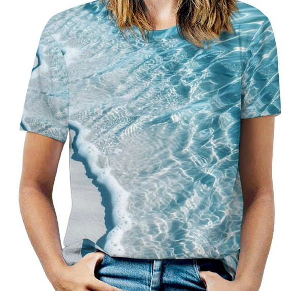 Bright Sunshine Through Deep Blue Sea Women's Short Sleeve Tops Casual Blouses T Shirt