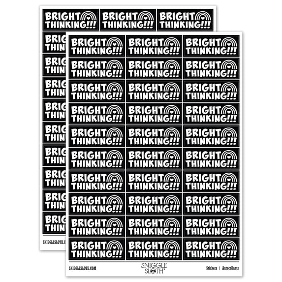 Bright Thinking Rainbow Teacher Student School Sticker Set - Black - Matte Finish - 1.75" Medium