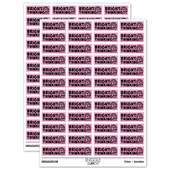 Bright Thinking Rainbow Teacher Student School Sticker Set - Light Pink - Matte Finish - 1.25" Mini