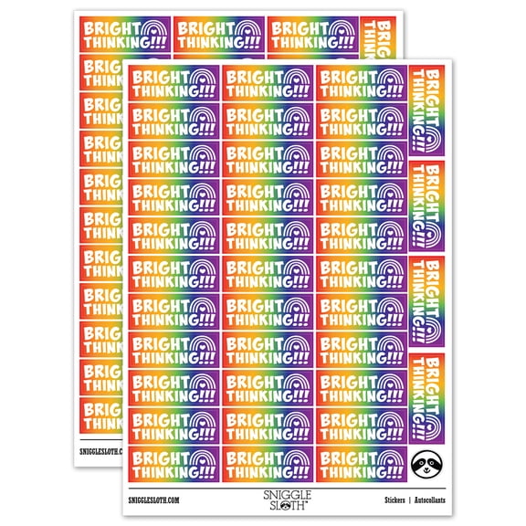 Bright Thinking Rainbow Teacher Student School Sticker Set - Rainbow - Gloss Finish - 1.5" Small