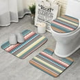 thumbnail image 1 of Bright Tribal Striped Pattern Bathroom Rugs Sets 3 Piece,Toilet Cover Set,Absorbent Non Slip Bathroom Mats Sets with U-Shaped Contour Rug Toilet Rug Set, 1 of 5