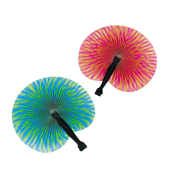 Bright Tropical Fans - Party Supplies - 12 Pieces