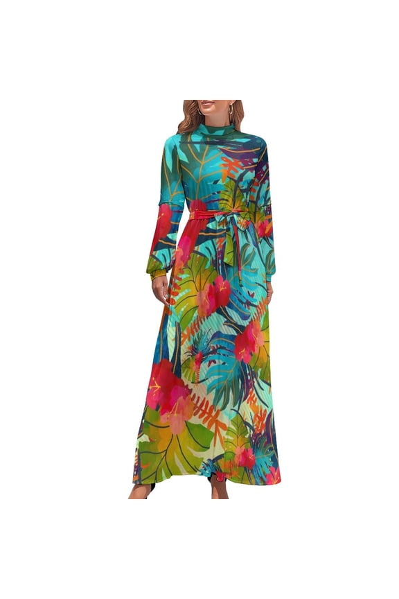 Bright Tropical Floral Print B Long Dress sensual sexy dress for women Casual dresses
