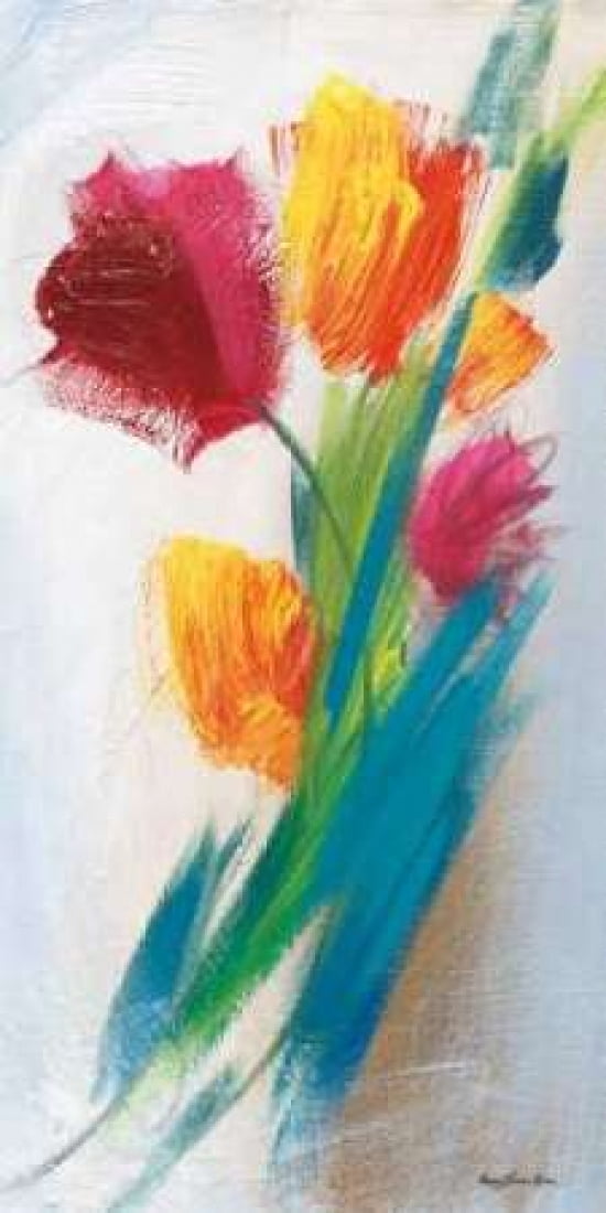 Bright Tulip Bunch I Canvas Art - Karen Lorena Parker (10 x 20)