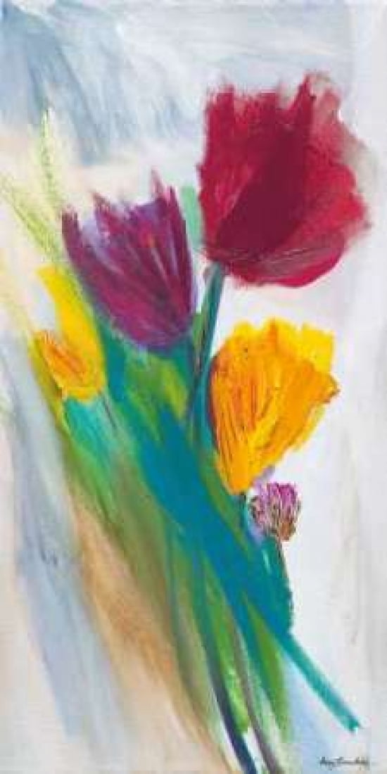 Bright Tulip Bunch II Canvas Art - Karen Lorena Parker (10 x 20)
