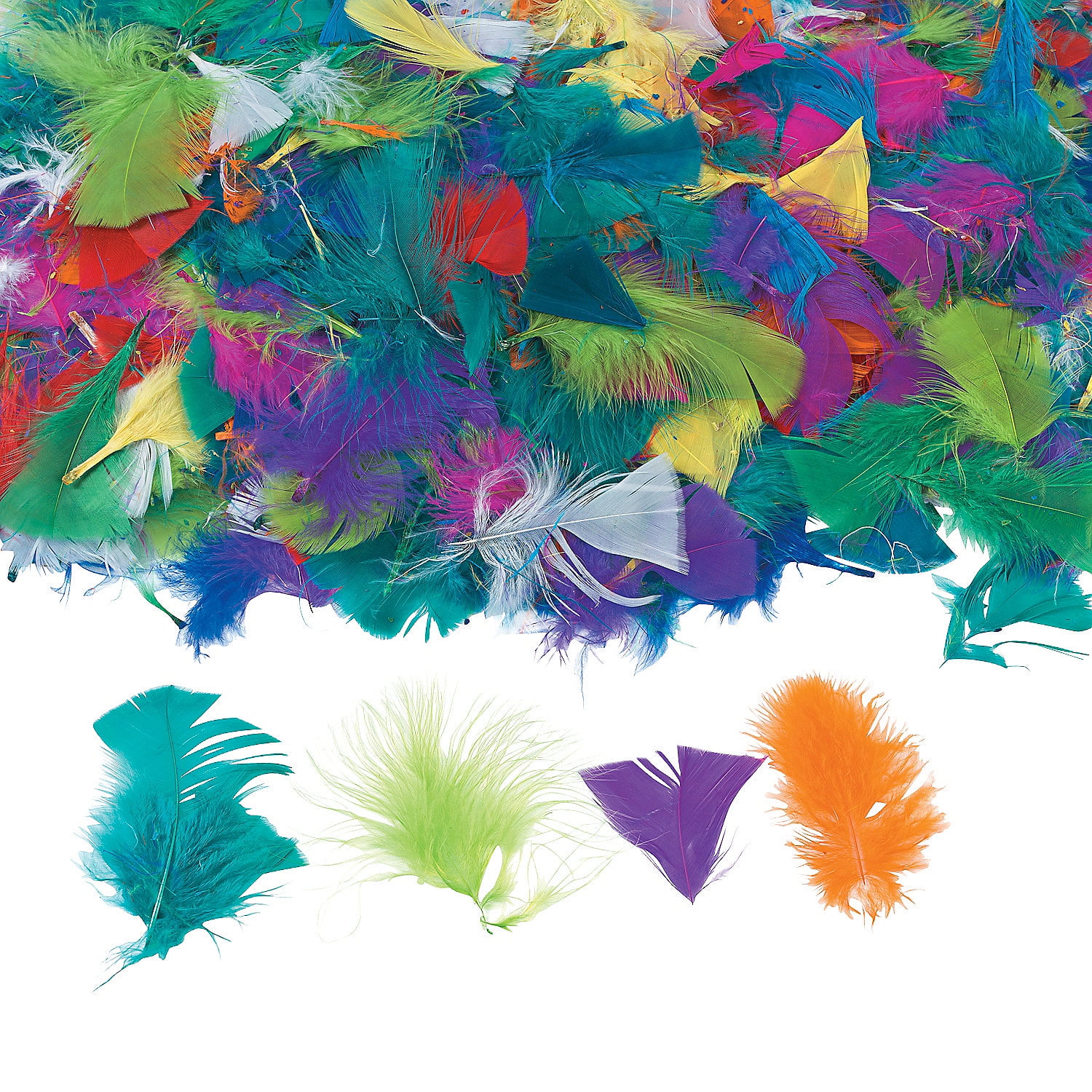 Fluffy Craft Feathers Assorted Coloured for Kids Collage Bright