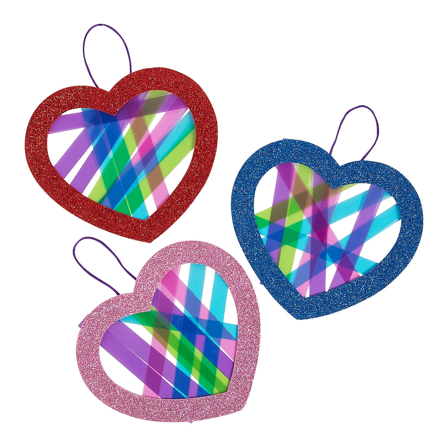 Bright Valentines Day Heart Suncatcher Craft Kit, Makes 12, Craft Kits, Valentine's Day, 12 Pieces