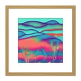 thumbnail image 1 of Bright Vibrant Blue Coral Pink Landscape Hills Sand Dune Painting Square Wooden Framed Wall Art Print Picture 8X8 Inch, 1 of 4