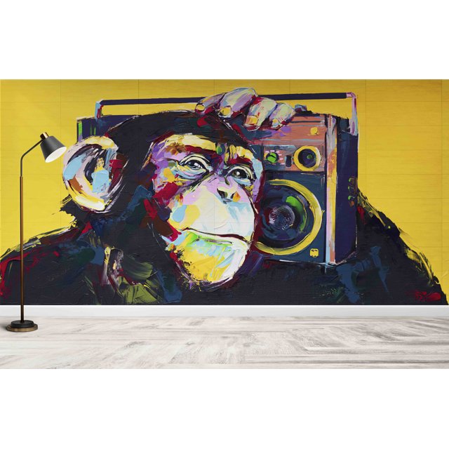 Bright Wallpaper, Abstract Monkey Wall Art, Wallpaper Wall Art, Oil ...