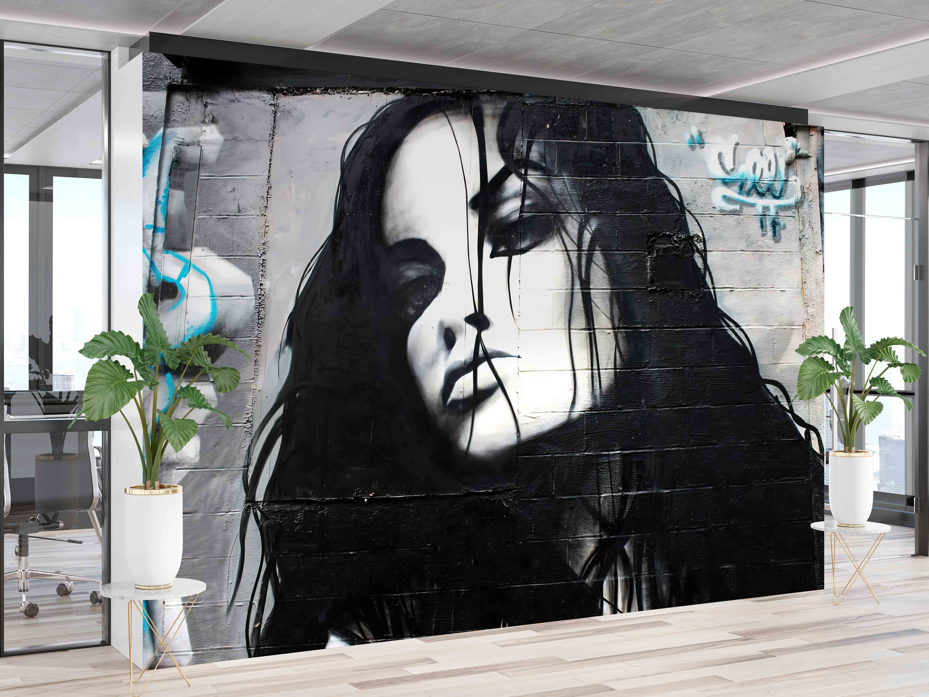 Bright Wallpaper, Girl Portrait Wall Print, Custom Wallpaper, Wallpaper