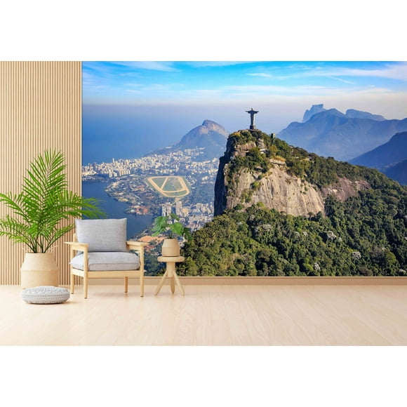 Bright Wallpaper, Tijuca National Park, City Landscape Wall Mural, Wallpaper Wall Art, Custom Wallpaper, Cityscape Wall Mural, Wallpaper (Textured Fabric)