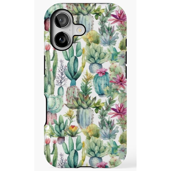 Bright Watercolor Cacti Desert Plant Phone Case for iPhone 11 12 13 14 15 16 17 Pro Max