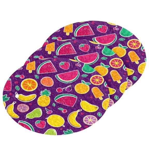 Bright Watermelon Pattern Cellulose Cleaning Sponge Set 3 Pack Compressed Kitchen Scrubber for Dishes