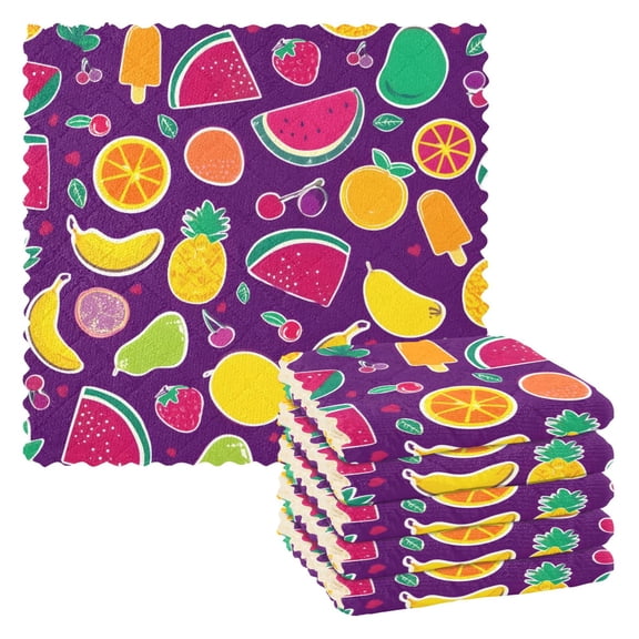 Bright Watermelon Pattern Dish Towels 6 Pack Kitchen Cleaning Dish Cloths Absorbent Reuseable Cleaning Cloths 11'' x 11''