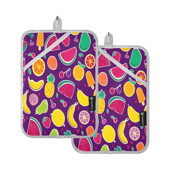 Bright Watermelon Pattern Pot Holder Set 2 Piece Non-Slip Oven Hot Pads Heat Resistant Durable 7x9.8in