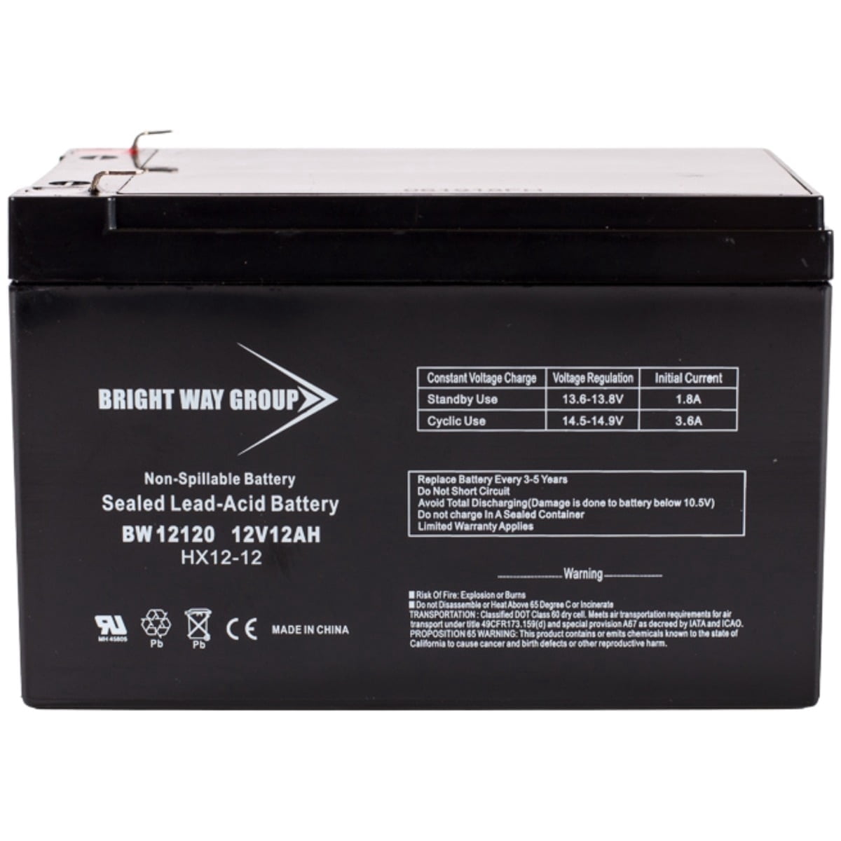 Bright Way Replacement Battery for E-Scooter 24 Volt 250 Watt 12V 12AH F2 Electric Scooter