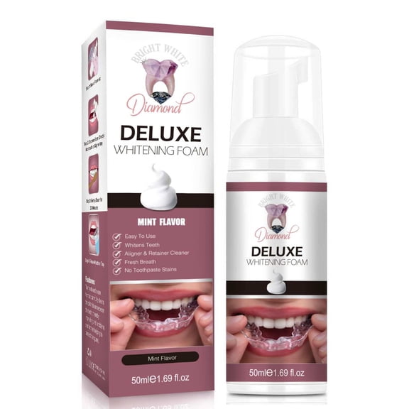 Bright White Diamond Clear Foam Retainer Cleaner for Invisalign, & Dentures.