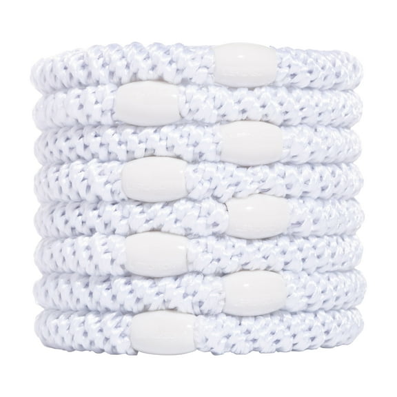 Bright White Hair Ties for Thick Hair, Grab & Go Ponytail Holders, 8 Pack, No-Crease | L. Erickson