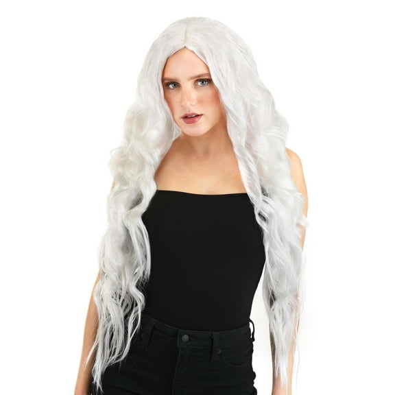 Bright White Long Wavy Wig